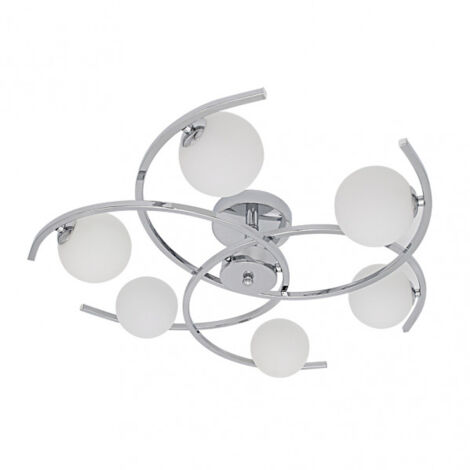Lampada da soffitto a 6 luci modello Conil colore cromo FABRILAMP