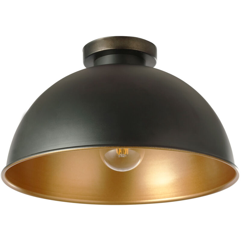 Image of Jago® Lampada da Soffitto a Cupola - Ø 31 cm, LED, E27, Max. 60 W, Stile Vintage Industriale, Nero Dorato - Lampadario da Cucina, Bar, Sala da
