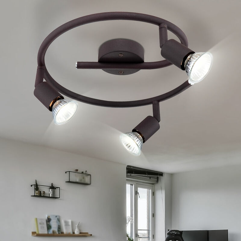 Image of Lampada da soffitto a led apparecchio di illuminazione in metallo color ruggine in vetro soggiorno camera da letto
