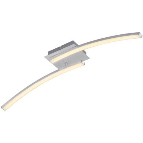 Lampada da soffitto a LED curva a 2 luci 2x6W 3000K color alluminio Briloner