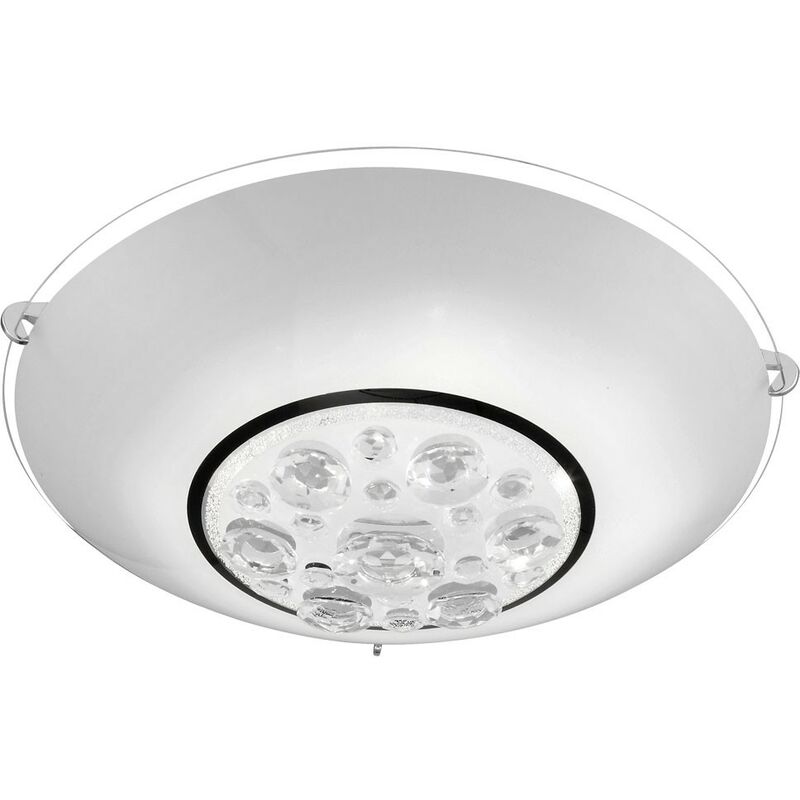 Image of Etc-shop - Lampada da soffitto a led da 8 watt con paralume rotondo in vetro e cristalli luce chiara