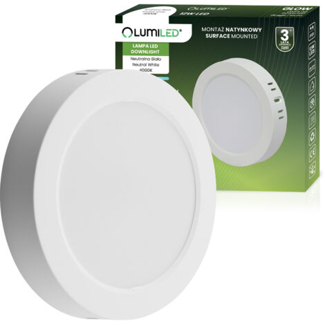 Lampada da soffitto a LED da superficie 12W rotonda 4000K GLOW White LUMILED