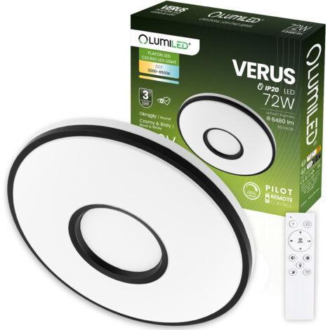 Lampada da soffitto a LED da superficie VERUS 72W CCT Bianco Rotondo 50cm + Telecomando LUMILED