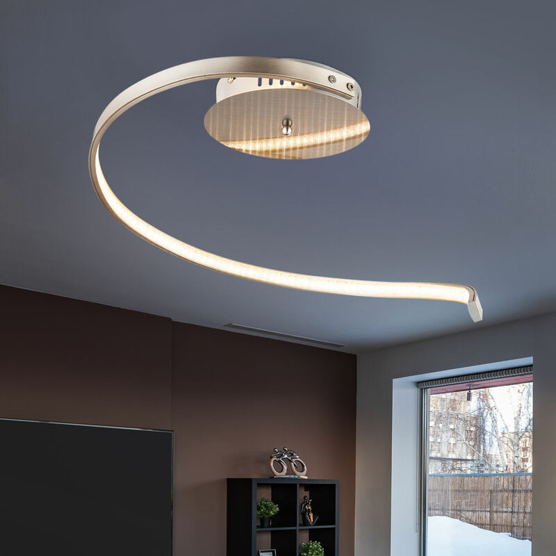 Image of Etc-shop - Lampada da soffitto a led design argento soggiorno sala da pranzo illuminazione lampada in cristallo
