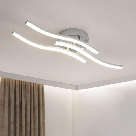 GOECO Lampada da soffitto a LED, design moderno curvo, lampada da soffitto a LED, 18 W, 3 pannelli LED incorporati, 4000 K, moderna lampada da soffitto per camere da letto, soggiorno, sala da pranzo cucina