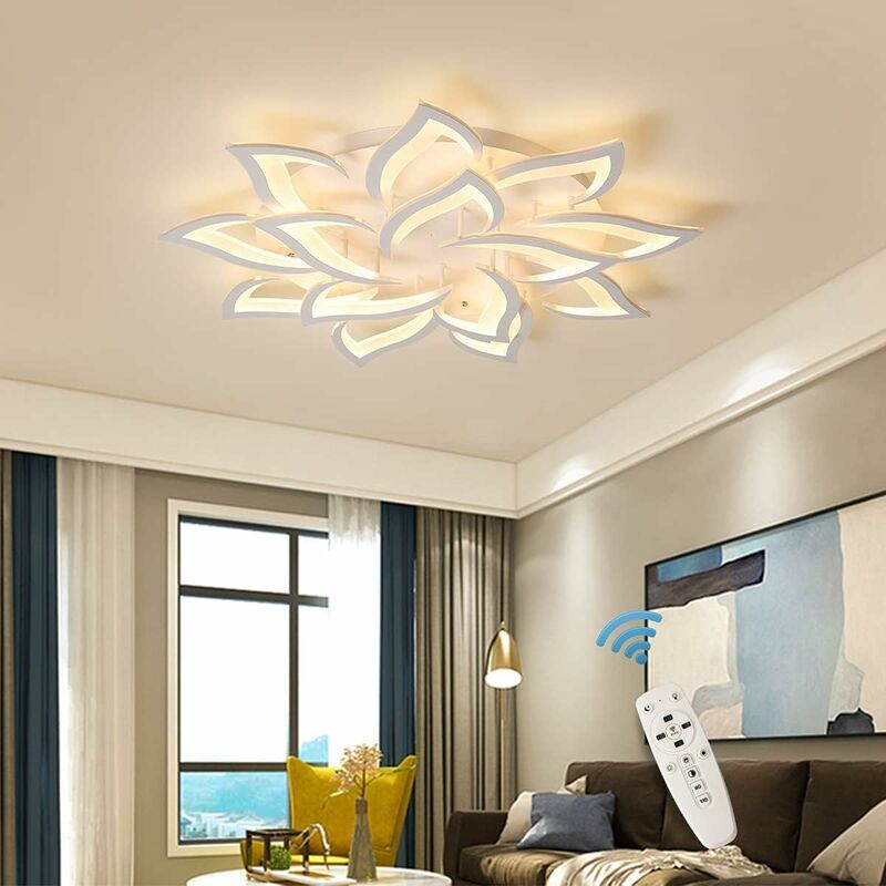 Image of Ganeed - Lampada da soffitto a led dimmerabile lampada da soffitto moderna a forma di fiore a 14 petali con telecomando, lampadario a soffitto in