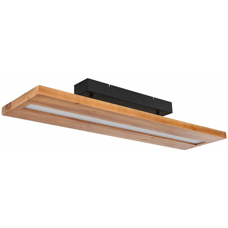 Image of Etc-shop - Lampada da soffitto a led effetto legno lampada da soggiorno lampada in legno camera da letto, metallo opale marrone nero, 1x led 25W