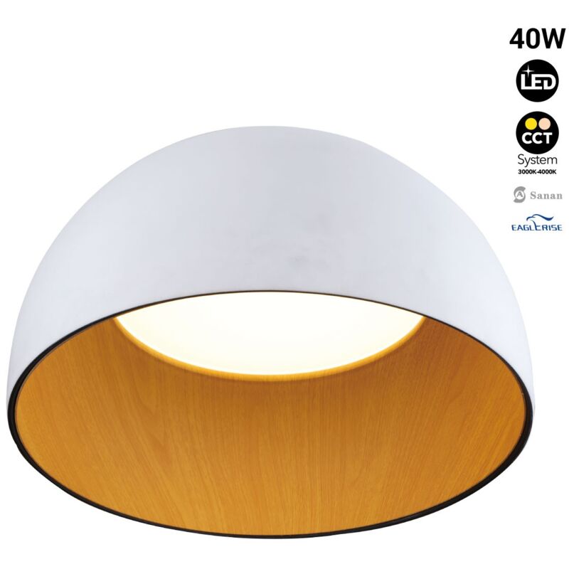 Image of Lampada da soffitto a LED "Gina" - Effetto legno - CCT 3000K - 4000K - 40W Colore Bianco - Bianco