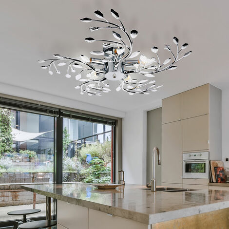 Lampada da soffitto a LED illuminazione soggiorno fiori foglie lampada cromata in un set che include lampadine a LED