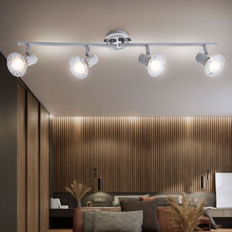 GLOBO LIGHTING Plafoniera led cromo spot bar mobile soggiorno cristallo faretto Globo 57303-4