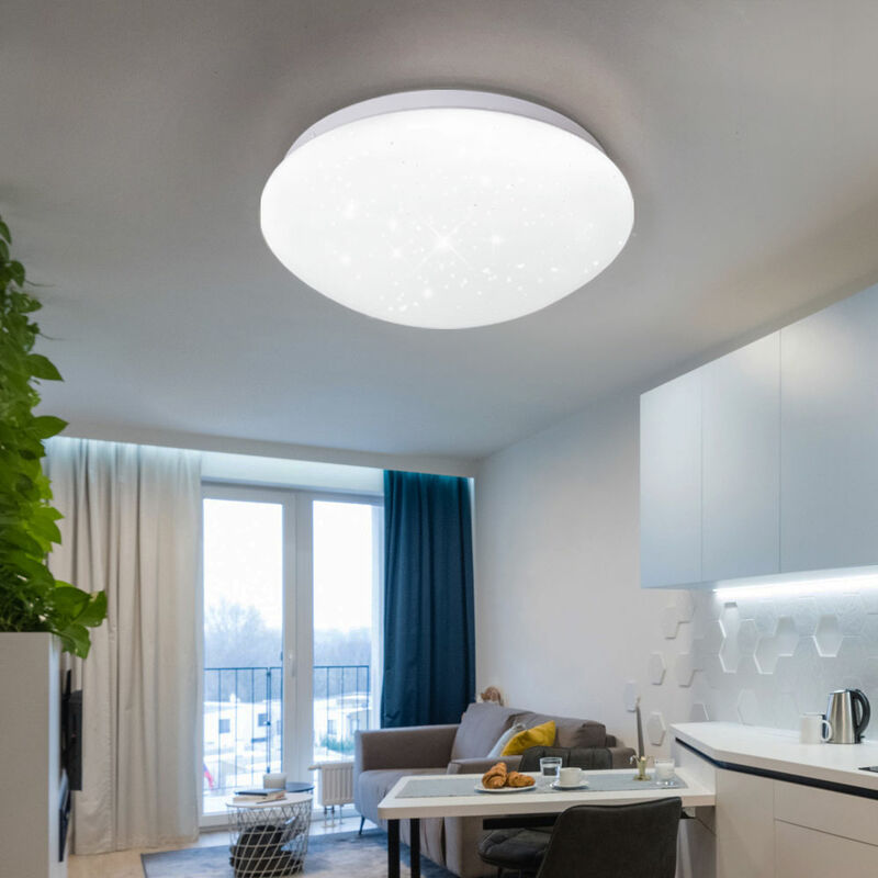 Image of Lampada da soffitto a led lampada da soffitto lampada da soggiorno lampada da cucina, cielo stellato, metallo plastica, bianco, 12 watt 840 lumen