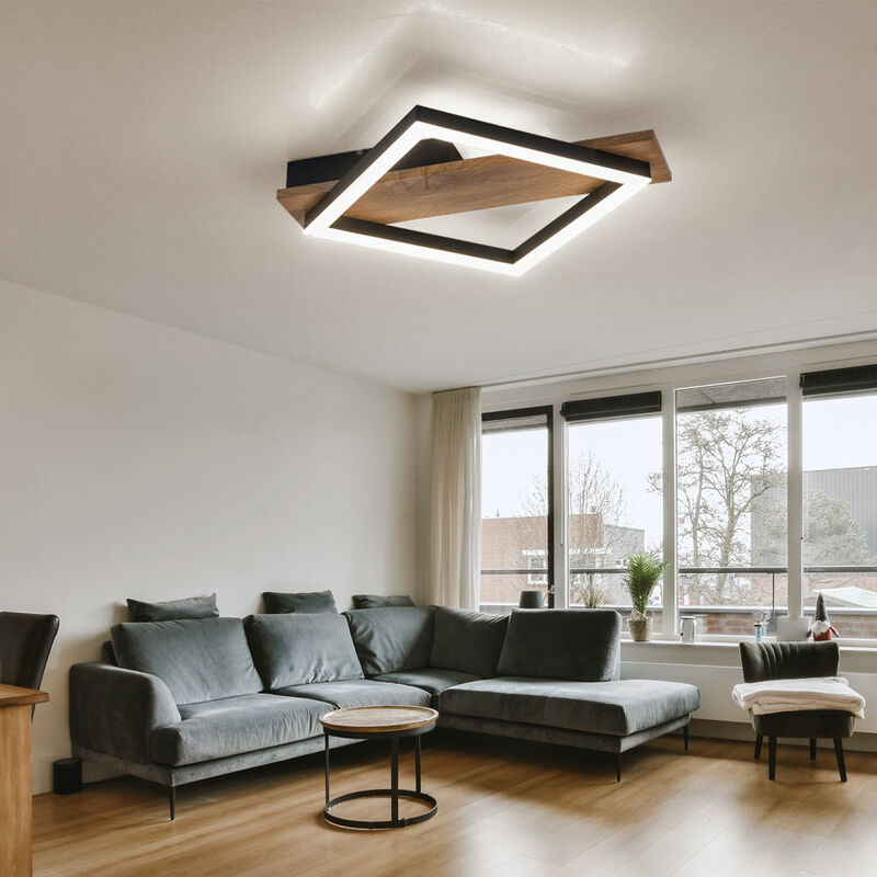 Image of Globo - Lampada da soffitto a led lampada di design lampada da soggiorno lampada da sala da pranzo lampada da cucina, metallo aspetto legno plastica