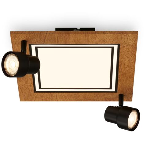 Lampada da soffitto a LED, nero-colore legno, 2xGU10+LED