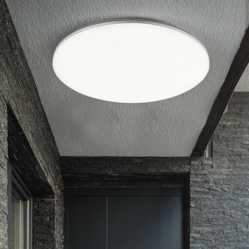Image of Etc-shop - Lampada da soffitto a led per esterni Lampada da balcone da giardino Illuminazione da terrazza rotonda argento 33435-24