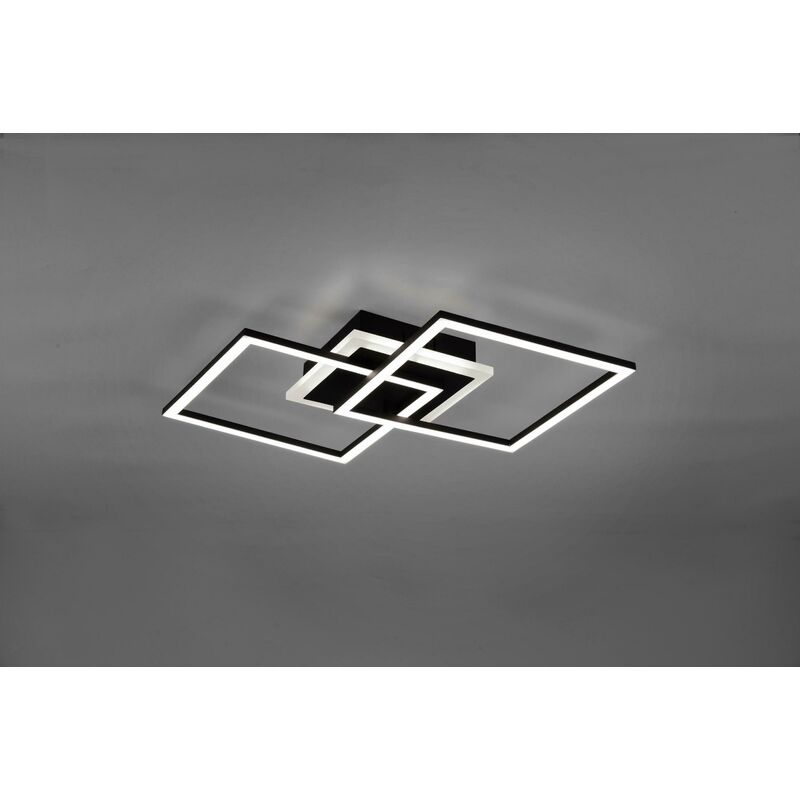 Image of Venida plafoniera led doppio quadrato nero opaco con luce centrale regolazione intensita' interruttore l.58cm r62793132