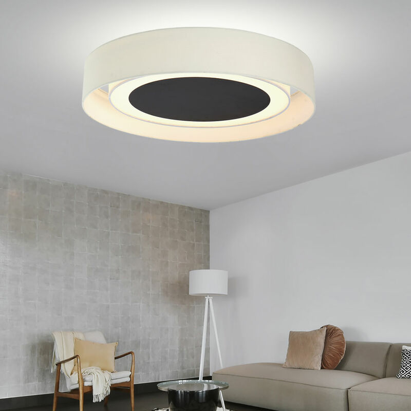 Image of Etc-shop - Lampada da soffitto a led plafoniera lampada da sala da pranzo lampada da soggiorno lampada da cucina, metallo tessuto bianco beige, 24W
