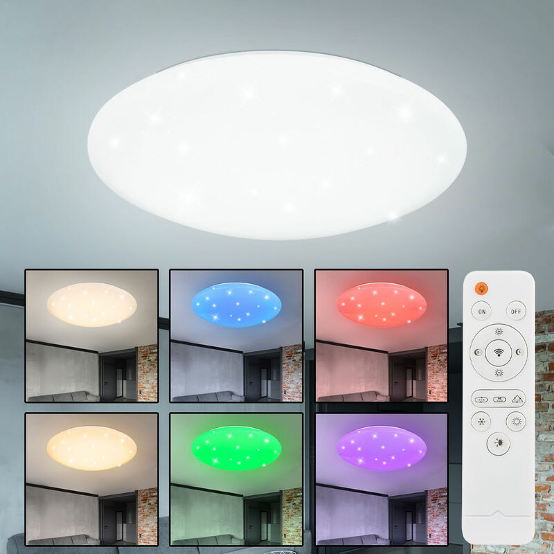 Image of Etc-shop - Lampada da soffitto a led rgb cct telecomando stelle che cambiano colore luce del giorno del cielo