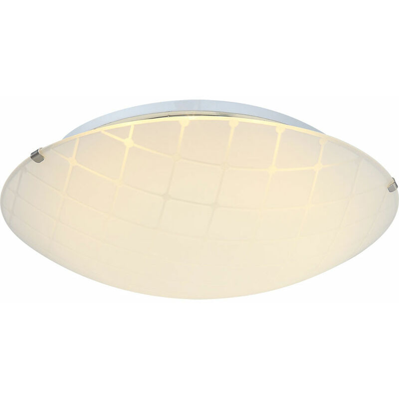Image of Plafoniera plafoniera soggiorno luce sala da pranzo lampada soggiorno cromo vetro opale, LED 12W 900Lm bianco neutro, DxH 30x10cm