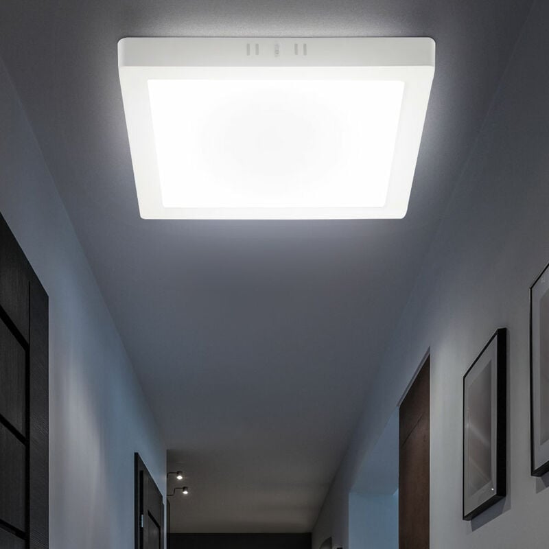 Image of Lampada da soffitto a pannello a led plafoniera da soffitto lampada da soggiorno lampada da corridoio, quadrato bianco in plastica, 12W 1200lm 3000K