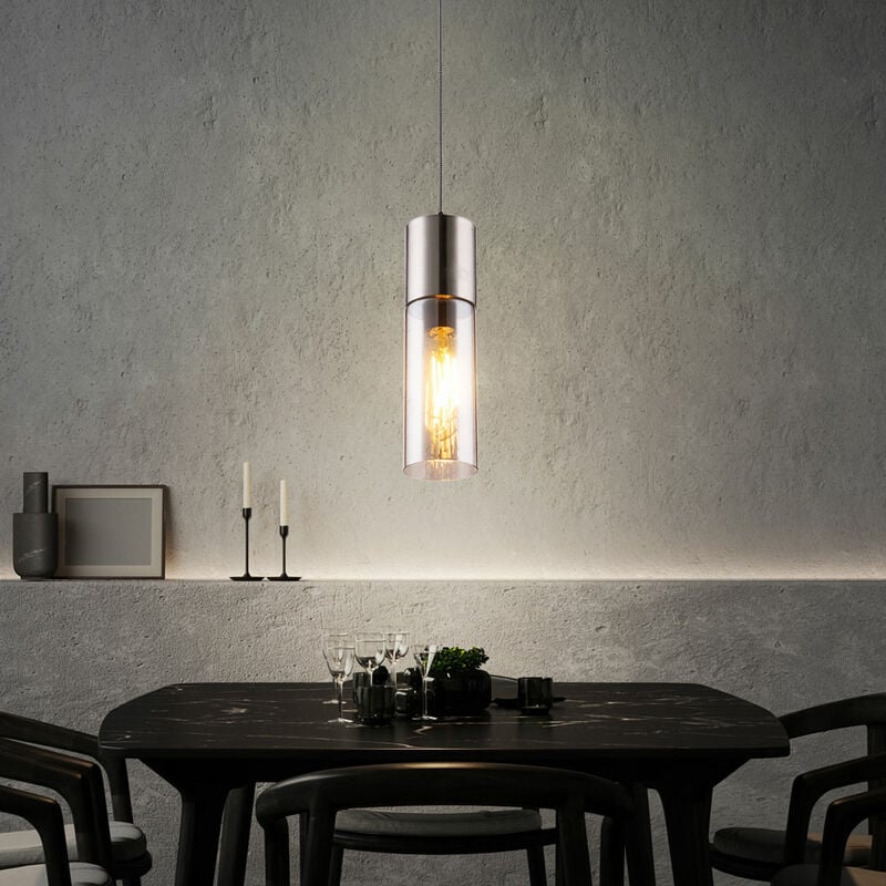 Image of Lampada da soffitto a pendolo di design illuminazione soggiorno lampada a sospensione in vetro fumo