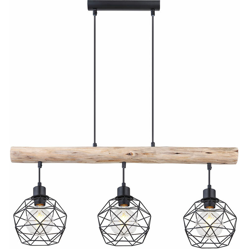 Image of Etc-shop - Lampada da soffitto a pendolo vintage con travi in legno Soggiorno Sala da pranzo Lampada a sospensione a traliccio Nero
