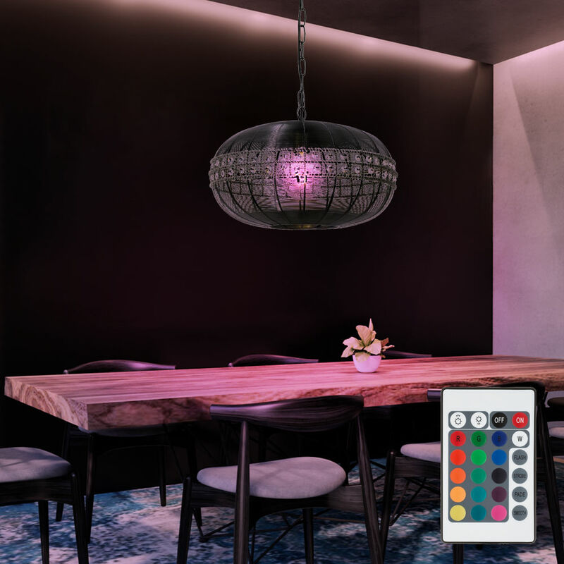 Image of Lampada a sospensione a LED dimmerabile con telecomando, lampada a sospensione in cristallo, lampada a sospensione per sala da pranzo, cambio colore