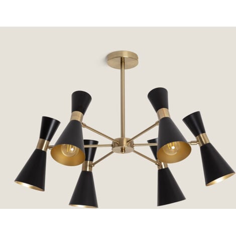 LEDKIA Lampada da Soffitto Alluminio 6 Faretti Jigger Nero