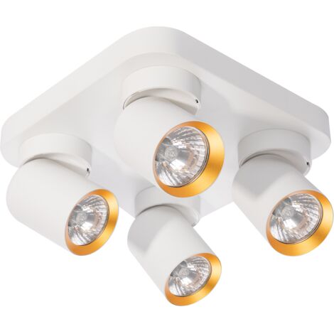 Lampada da soffitto Andy 4xGU10 quadrata bianca + oro