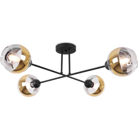 LAMPADA DA SOFFITTO ASTRERIA NERA 4 PIATTI LAMPADA DORATA E27