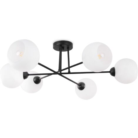 LAMPADA DA SOFFITTO ASTRERIA NERA 6 PIATTI PARALUME BIANCO E27