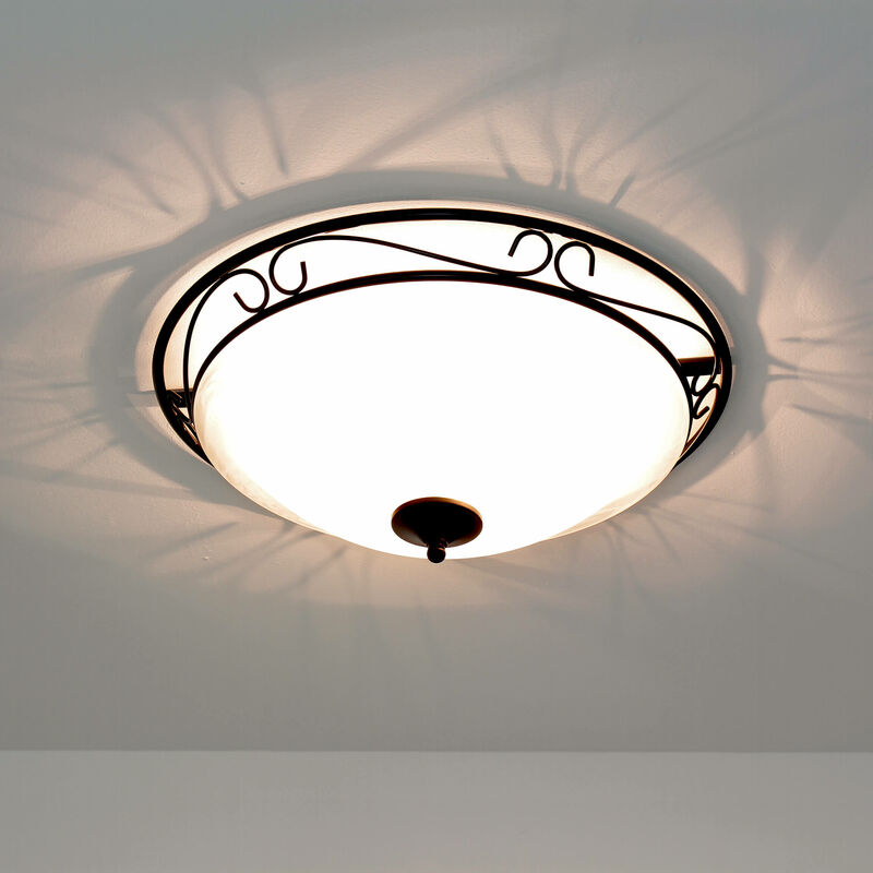 Image of Licht-erlebnisse - Lampada da soffitto athen dal design rustico in stile country casa di campagna E27 Lampadario per interni - nero opaco, bianco