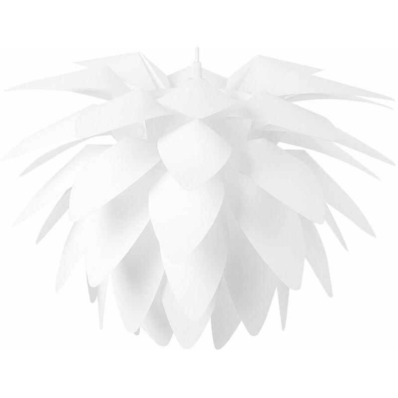 Image of Lampadario Bianco Grande Paralume Forma di Fiore Ninfea Design Moderno Musone - Bianco