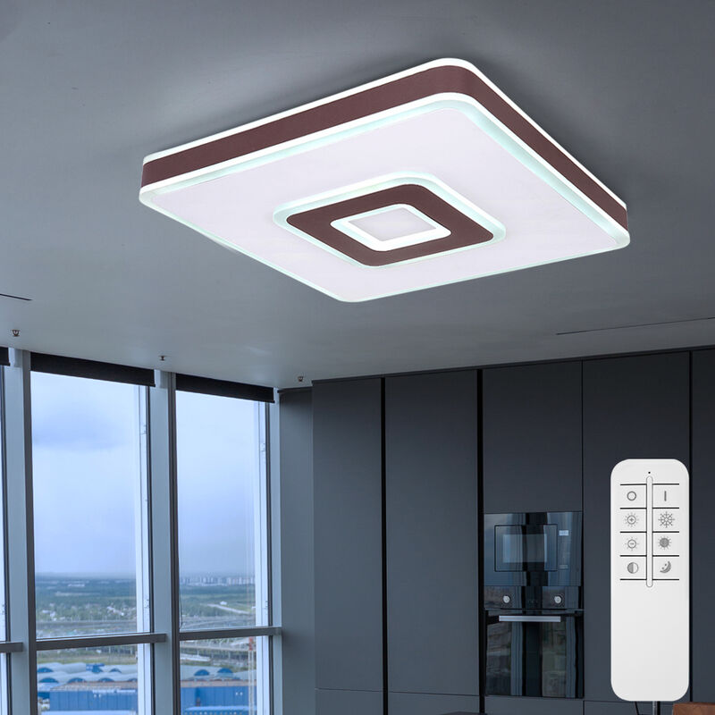 Image of Lampada da soffitto bianca lampada da soggiorno plafoniera quadrata dimmerabile, led telecomando cct, 1x led 55W 2000lm 3000-6000K, LxPxH 44x44x9 cm
