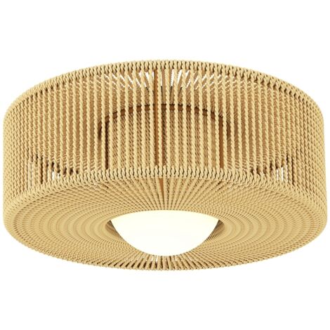 Lampada da soffitto Boho, sospesa, attacco LED G9, paralume in corda di canapa, rotonda