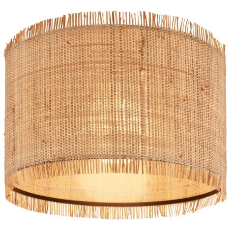 Lampada da soffitto Briloner Borra, paralume in paglia, stile boho, attacco E27, naturale, Ø40 x 28 cm