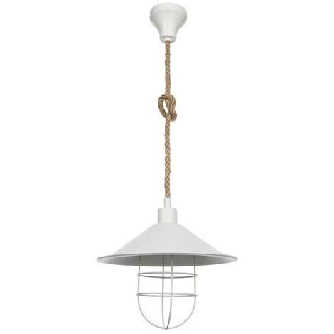 Lampada da soffitto Bulut ASZ0631 metallo bianco e corda iuta EFFEZ