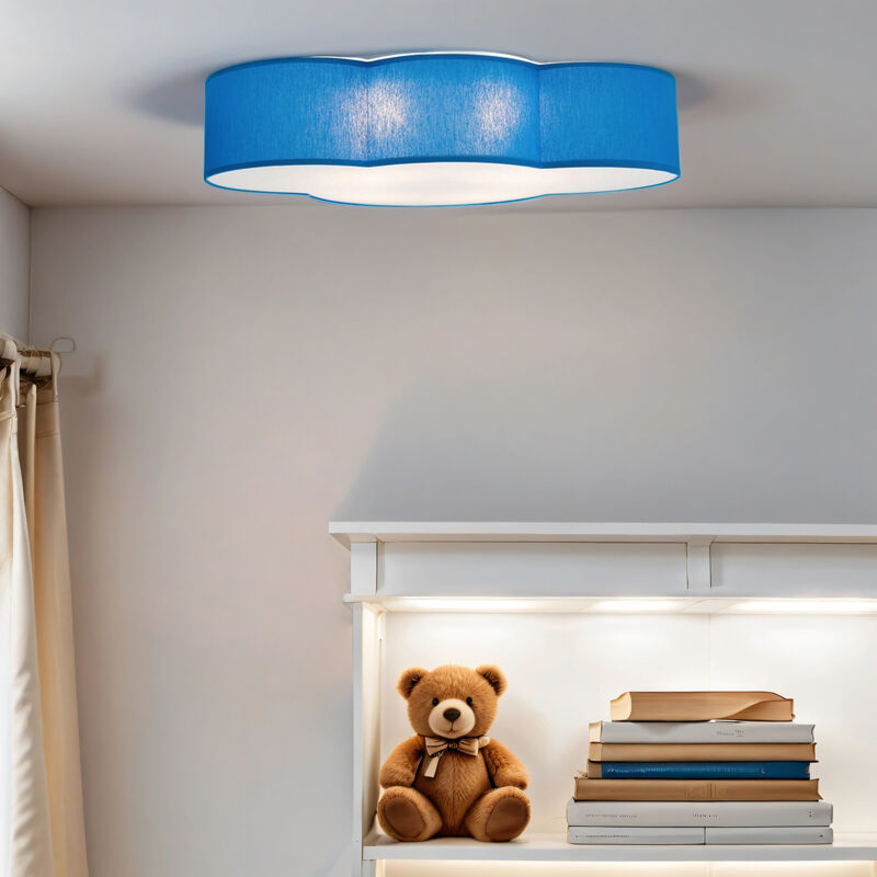 Image of Licht-erlebnisse - Lampada da soffitto camera dei bambini blu basso abbagliamento camera dei bambini lampada nuvola - Blu