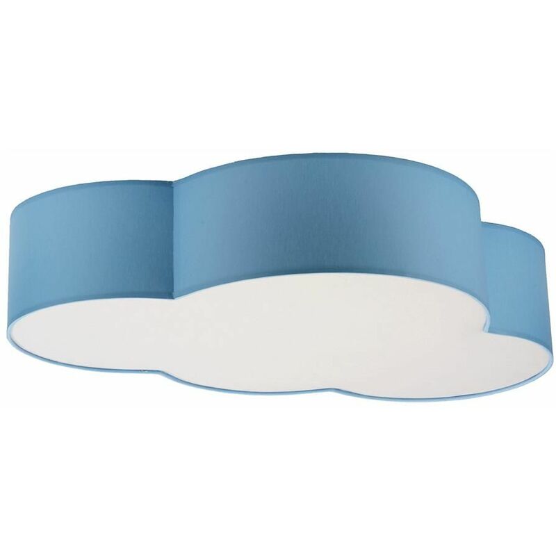 Image of Licht-erlebnisse - Lampada da soffitto Camera dei bambini Nuvola blu Tessuto paralume 4x E27 - Azzurro