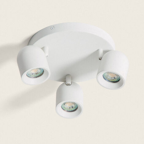 Lampada da Soffitto Circolare Orientabile Alluminio 3 Lampade Caleb Bianco