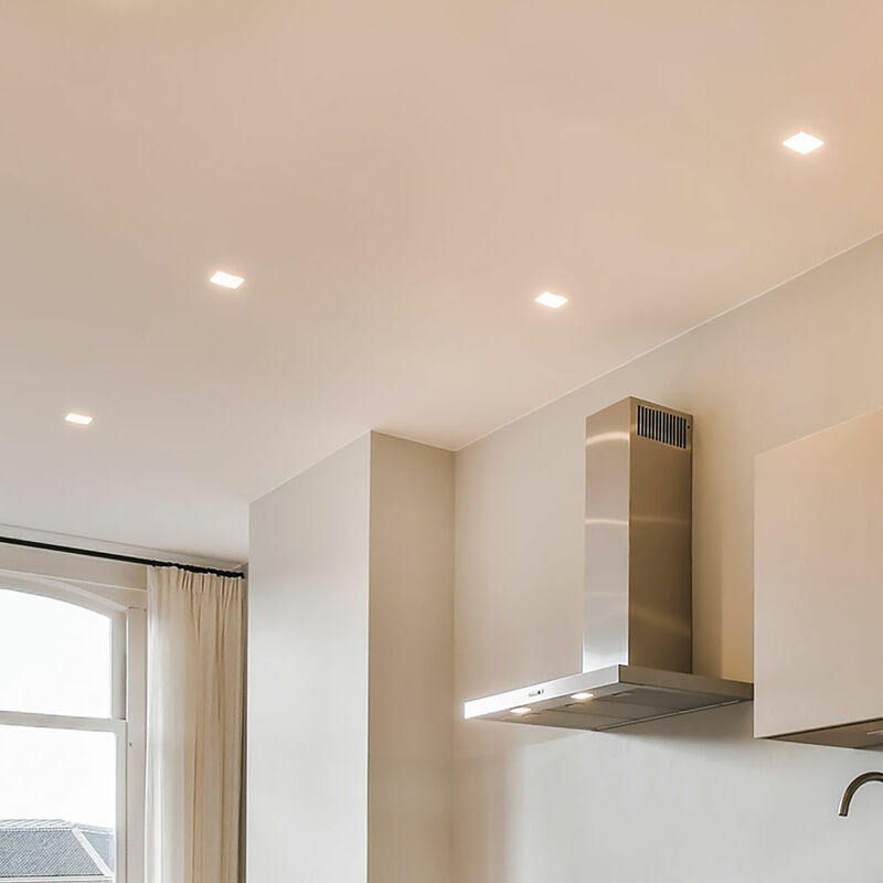Image of Lampada da soffitto con faretto da incasso, faretto da incasso a soffitto a led orientabile bianco, metallo, 5W 350lm bianco caldo, LxPxH 8,2x8,2x8