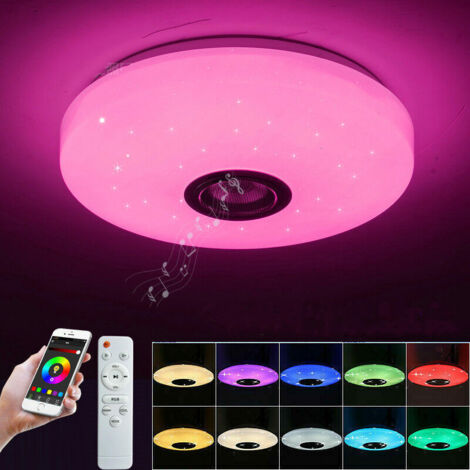 Lampada da soffitto con musica Bluetooth da 36 W e 108 LED, dimmerabile (bianco caldo, bianco, RGB), in acrilico, con telecomando, diametro 33 cm, decorazione per la casa, AC 220 V / 110-240 V (tipo B