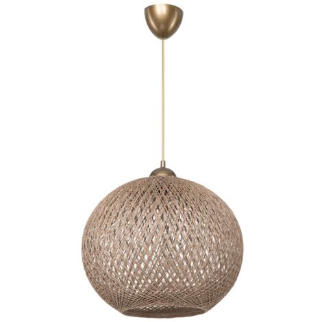 Lampada da soffitto con paralume in corda intrecciato beige - Yumak MDL4746