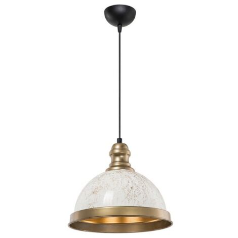Lampada da soffitto con paralume metallo bianco e dettagli oro - Astek ASZ1636