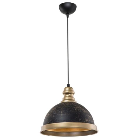 Lampada da soffitto con paralume metallo nero e dettagli oro - Astek ASZ1637