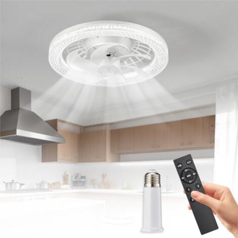 SJQKA Lampada da soffitto con ventilatore, luce da soffitto con ventilatore, lampadario silenzioso con luce e telecomando, ventilatore da soffitto con luce (bianco)