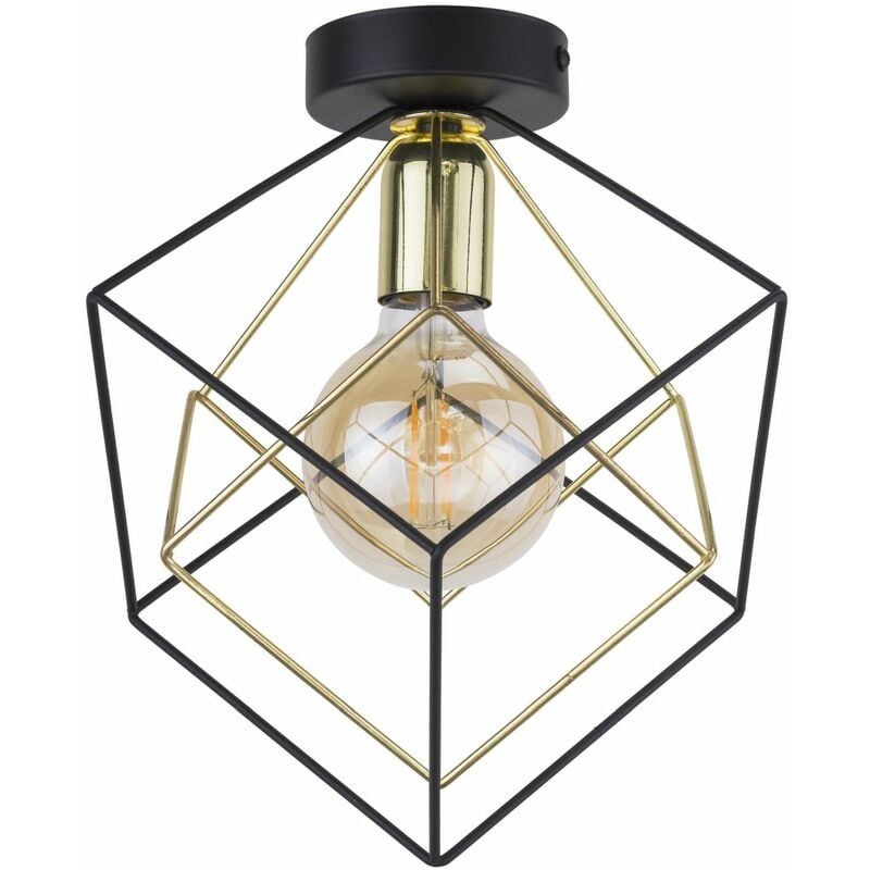 Lampada da soffitto Cubo d'oro nero Gabbia