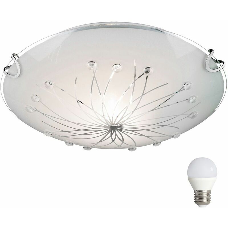 Image of Etc-shop - Lampada da soffitto con decorazione di pietre di cristallo, lampada per camera degli ospiti in un set che include lampadine a led