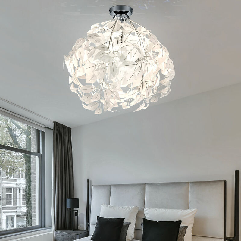 Image of Lampada da soffitto design fiori lampada da soggiorno lampada da soffitto lampada floreale rami palla sala da pranzo, metallo cromato, E27, d x h 38
