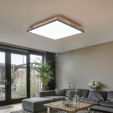 Lampada da soffitto design lampada da soffitto lampada da soggiorno lampada da cucina, effetto legno bianco opale grafite, 1x LED 36 Watt 2250 lumen bianco caldo, AxLxP 6,5x59x59 cm