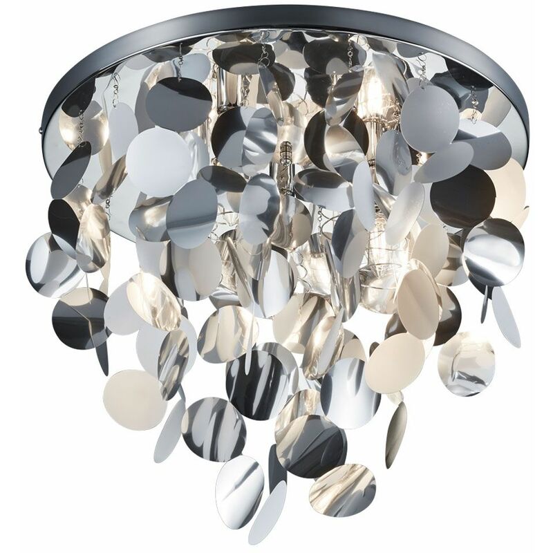 Image of Design plafoniera soggiorno camera da letto illuminazione lampada a sospensione cromo argento Reality R60895031